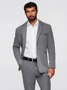 Ombre Men's knitted jacket with a fitted cut - light grey