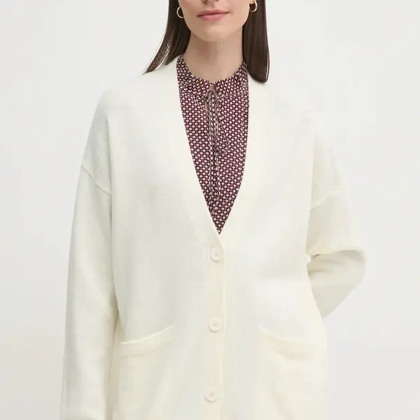 Vlněný svetr Sisley béžová barva, lehký, 122NM602E