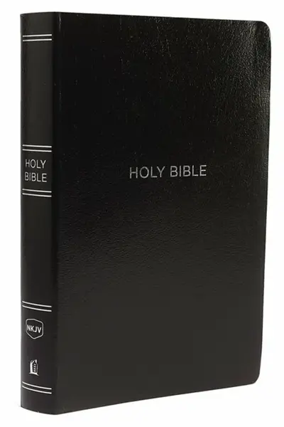 NKJV Holy Bible, Giant Print Center-Column Reference Bible, Black Leather-look, 72,000+ Cross References, Red Letter, Comfort Print: New King James Ve