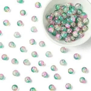 100Pcs Crackle Glass Beads