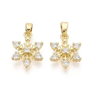 Brass Micro Pave Clear Cubic Zirconia Charms