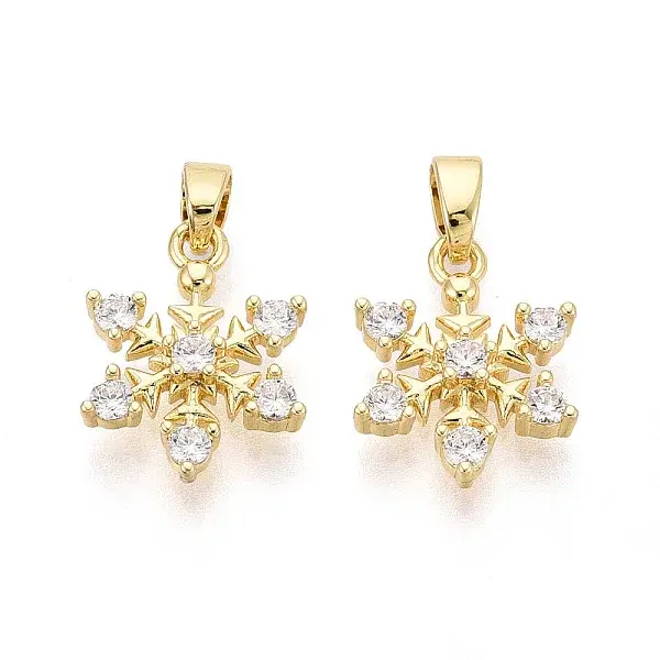 Brass Micro Pave Clear Cubic Zirconia Charms