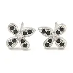 Rack Plating Brass Micro Pave Clear Cubic Zirconia Stud Earrings