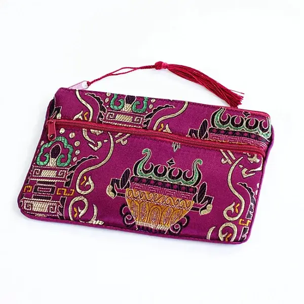 Chinese Style Flower Pattern Satin Jewelry Packing Pouches