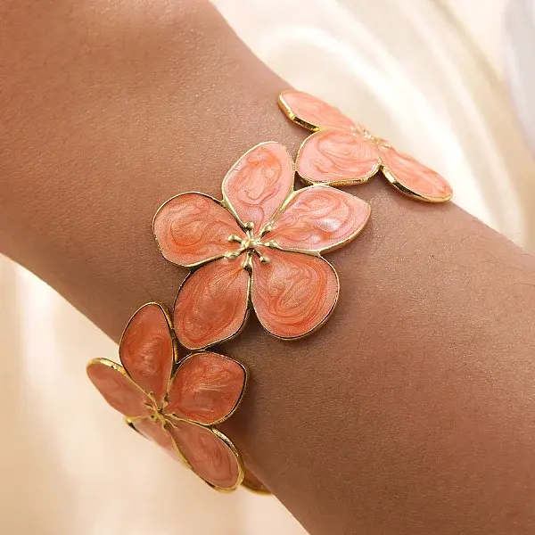 304 Stainless Steel Enamel Open Cuff Bangles for Women