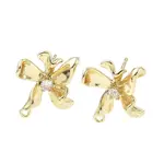 Brass Micro Pave Clear Cubic Zirconia Stud Earring Findings