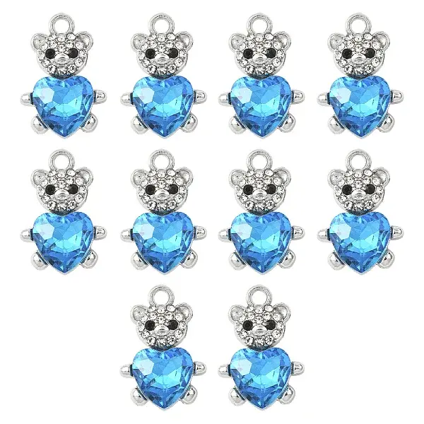 10Pcs Alloy Glass Pendants