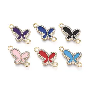 Alloy Crystal Rhinestone Butterfly Links Connector Charms