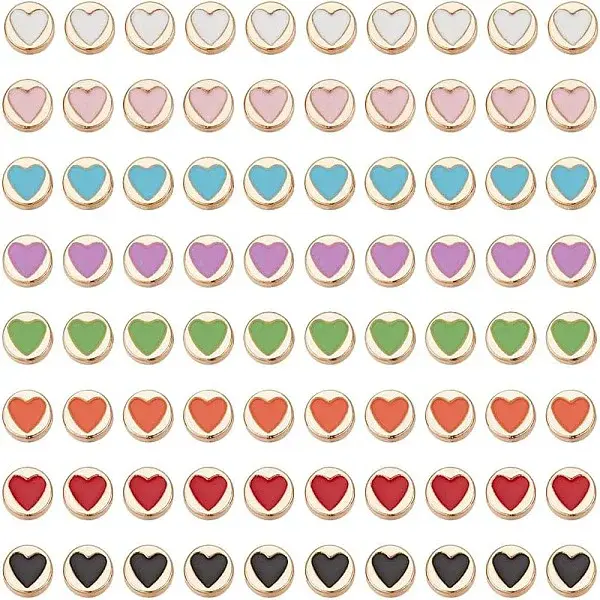 80Pcs 8 Colors Alloy Enamel Beads