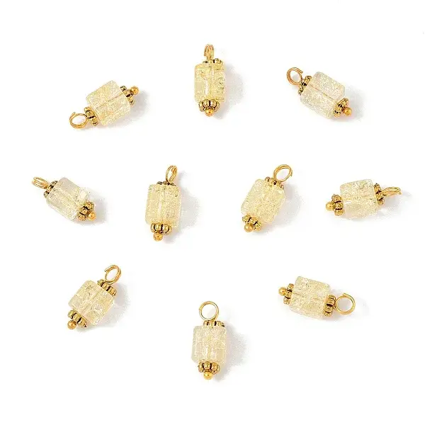 10Pcs Crackle Glass Pendants