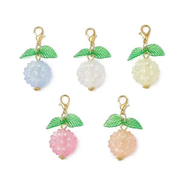 50Pcs Flower Acrylic & Glass Pendant Decorations