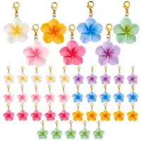 42Pcs 7 Colors Resin Flower Pendant Decorations