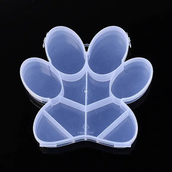 Paw Print 10 Grids Plastic Bead Storage Containers with Hinged Lid