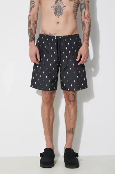 Plavkové šortky Neil Barrett All-Over Micro Bolts Swim Long Shorts černá barva, MY58026B-Y068-524N