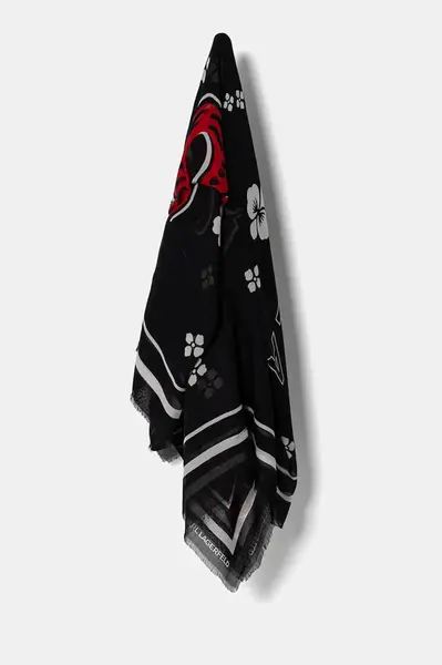 Šátek Karl Lagerfeld černá barva, A1W33154
