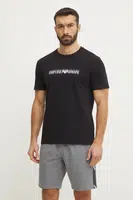 Bavlněné plážové tričko Emporio Armani Underwear modrá barva, s potiskem, EM000574 AF12349