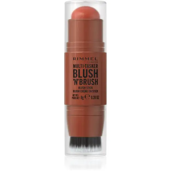 Rimmel Multi-Tasker Blush'N'brush tvářenka v tyčince se štětcem odstín 300 Nearly Suede 8 g