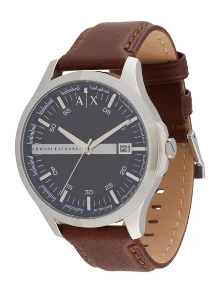ARMANI EXCHANGE Analógové hodinky  tmavomodrá / hnedá / strieborná