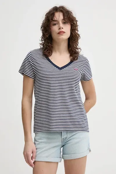 Bavlněné tričko Levi's tmavomodrá barva