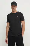 Bavlněné tričko Alpha Industries černá barva, s potiskem, 128507CP.380-black