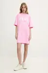 Bavlněné šaty MSGM růžová barva, mini, oversize