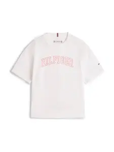 TOMMY HILFIGER Tričko 'Varsity'  svetločervená / biela