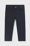 Dětské bavlněné kalhoty Mayoral slim fit basic tmavomodrá barva, hladké, 563