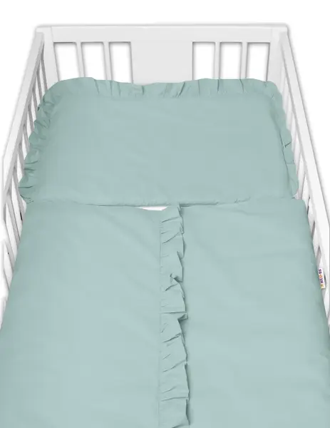 2-dielne bavlnené obliečky s volánikom SOFT, Baby Nellys, vavrínová zelená, 135x100 cm