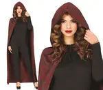 Dámsky plášť hnedo-červený s kapucňou 130cm