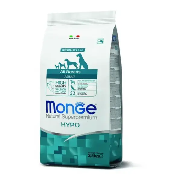 MONGE Natural Superpremium All Breeds Hypo 2,5kg hypoalergénne krmivo losos/tuniak pre dospelé psy všetkých plemien