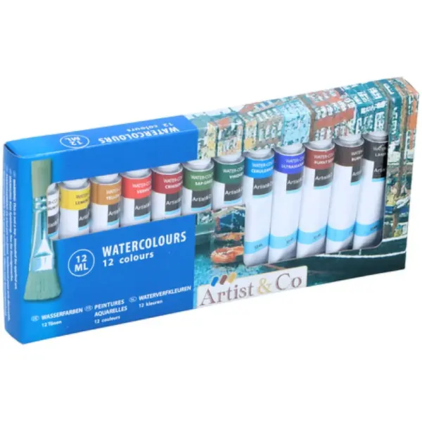 Temperové farby 12 ks + maliarska paleta zdarma-MOVEO