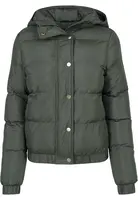 Dámská bunda Puffer s kapucí tmavě olivová