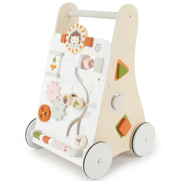 Bieco - Drevená detská chodúľka s aktivitami - lesné zvieratká