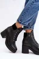 Boto Kůže Dámské Boty Na Sloupu Černé Lemar Leocera