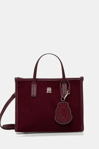 Kabelka Tommy Hilfiger vínová barva, AW0AW17852