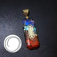 Natural & Synthetic Mixed Gemstone Rectangle Pendant Necklace