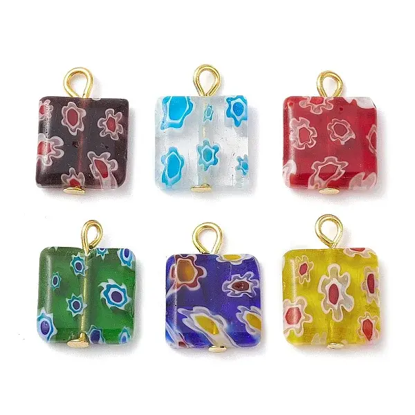 Square Handmade Millefiori Glass Pendants