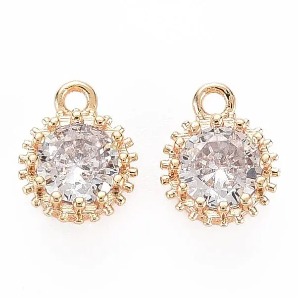 Brass Micro Pave Cubic Zirconia Charms
