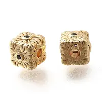 Brass Micro Pave Cubic Zirconia Beads