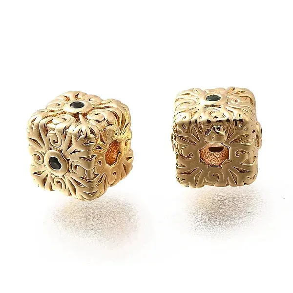 Brass Micro Pave Cubic Zirconia Beads