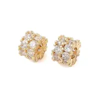 Brass Micro Pave Clear Cubic Zirconia Beads