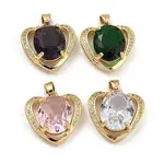 Brass Micro Pave Clear Cubic Zirconia Pendants