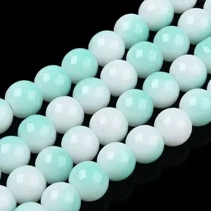 Two Tone Opaque Baking Paint Glass Beads Strands