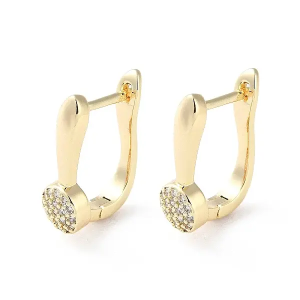 Brass Micro Pave Cubic Zirconia Hoop Earrings