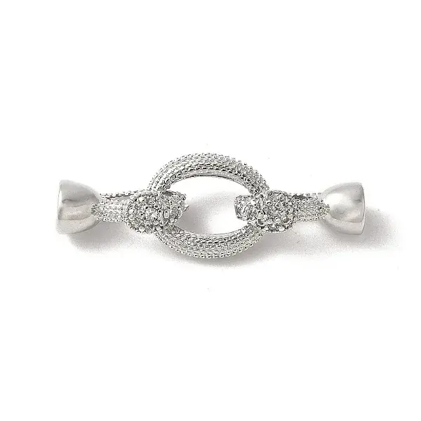 Brass Micro Pave Clear Cubic Zirconia Fold Over Clasps