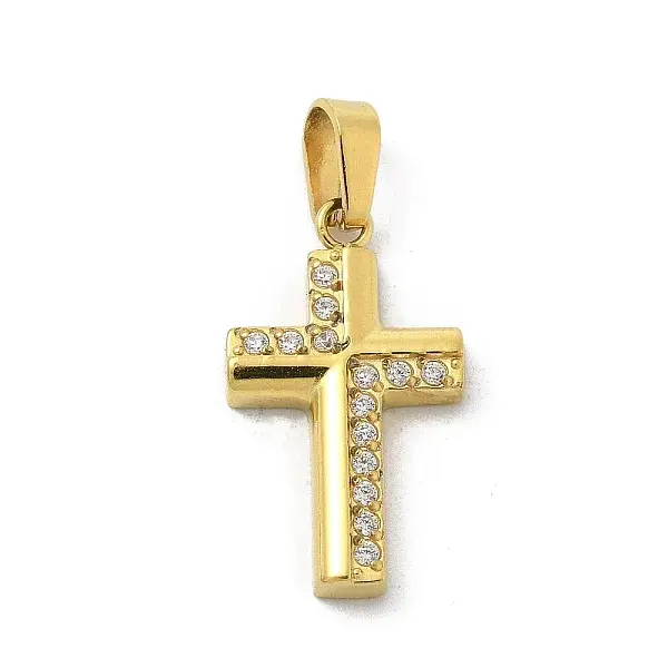 Ion Plating(IP) 304 Stainless Steel Micro Pave Cubic Zirconia Pendants