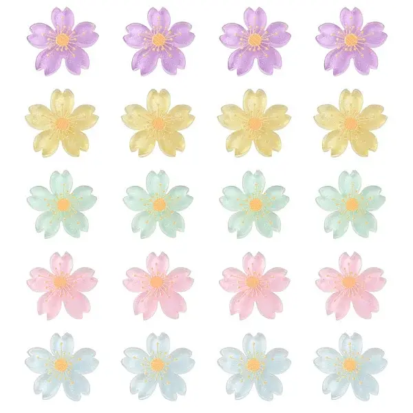 20Pcs 5 Colors Translucent Resin Cabochons