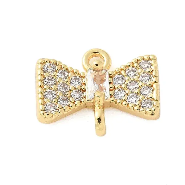 Brass Micro Pave Cubic Zirconia Connector Charms