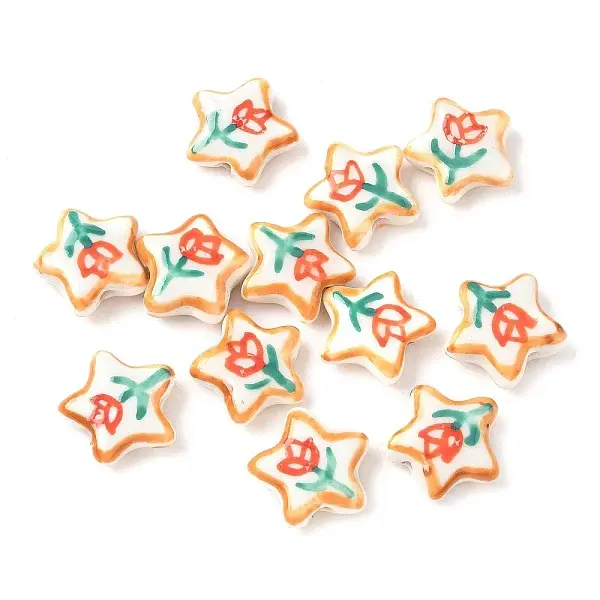 Flower Theme Handmade Porcelain Beads