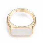 Natural Shell Rectangle Adjustable Ring